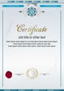 White official certificate with ornamental rosette. Vertical blank