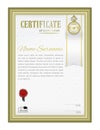 White official certificate with wafer, emblem, gold border