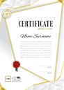 White official certificate with wafer, emblem, gold border