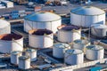 White oil storage tanks Royalty Free Stock Photo