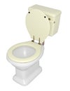 White toilette and green lid on a white background