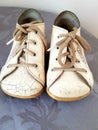 White old baby shoes Royalty Free Stock Photo