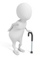 White old 3d man with walking stick Royalty Free Stock Photo