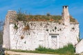 White old farm, finca or cottage with chimney in the countryside Royalty Free Stock Photo