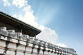White old wall of asian temple on hill Royalty Free Stock Photo