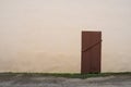 White old wall with closed door and grass Royalty Free Stock Photo