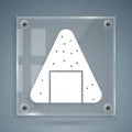 White Onigiri icon isolated on grey background. Japanese food. Square glass panels. Vector Illustration