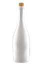 White Opaque Glass or Ceramic Bottle of Sparkling Wine or Champagne Isolated on White Background. Royalty Free Stock Photo