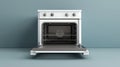 White open or closed oven, electric kitchen appliances, house equipment isolated on grey background. Home tech equipment Royalty Free Stock Photo