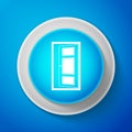 White Open door icon isolated on blue background. Circle blue button with white line. Vector Royalty Free Stock Photo