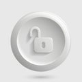 White Open Locker Icon. Security Unlocked Isolated Design Element