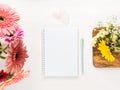 White open notebook and green pen Royalty Free Stock Photo