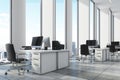 White open office environment, corner close up Royalty Free Stock Photo
