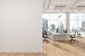 White open space office interior with blank wall Royalty Free Stock Photo