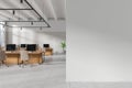 White open space office interior with blank wall Royalty Free Stock Photo