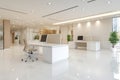 White Open Space Office Interior with Blurred Focus, Ideal as Background Royalty Free Stock Photo