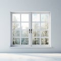 Contemporary Glass Window With Snowy Trees In Winter