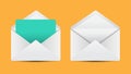 White opened envelope with card and white empty envelope, Vector illustration