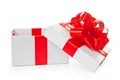 White opened pasteboard square gift box Royalty Free Stock Photo