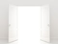 White openind door. Perspective Royalty Free Stock Photo