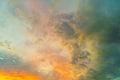 White, orange, blue and dark clouds on sky on the sunset summer background Georgia, US Royalty Free Stock Photo