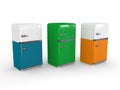 White, orange, blue and green retro refrigerator Royalty Free Stock Photo