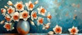 White and Orange Flowers in Vase Painting Royalty Free Stock Photo