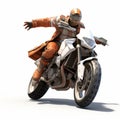 White And Orange Motorcycle Riding In Daz3d Style Royalty Free Stock Photo