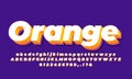 White orange and purple modern 3d alphabet text effect or font effect style design