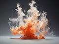 White with Orange Smoke on Grey Background with Ash and Debris - AI Generated Royalty Free Stock Photo