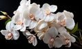 White Orchid Flowers on Black Background Royalty Free Stock Photo