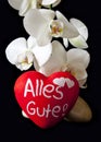 White orchid and love heart. Royalty Free Stock Photo