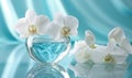 Serene White Orchids in Blue Water Royalty Free Stock Photo