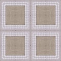 White organic cotton crochet lace background, backdrop for scrapbook, Christmas, yuletide, top view. Collage with mirror reflectio