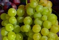 White organic grape closeup. large golden green round juicy berries