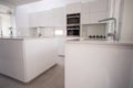 White organised kitchen with modern elements in an apartment