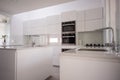 White organised kitchen with modern elements in an apartment
