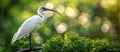 White Oriental Ibis Perched on Tree Branch Royalty Free Stock Photo