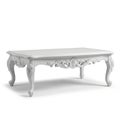 Ornate White Baroque Style Coffee Table with Intricate Carvings and Cabriole Legs furniture Royalty Free Stock Photo