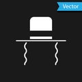White Orthodox jewish hat with sidelocks icon on black background. Jewish men in the traditional clothing. Judaism