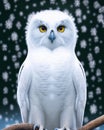 A white Oul In Snow Royalty Free Stock Photo
