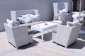 White outdoor furniture rattan armchairs Royalty Free Stock Photo