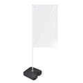 White Outdoor Panel Flag With Ground Fillable Water Base, Stander Advertising Banner Shield. Mock Up Isolated.