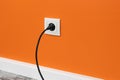 White outlet on orange wall Royalty Free Stock Photo