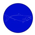 A California yellowtail outline in a blue circle design