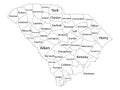 Counties Map of US State of South Carolina Royalty Free Stock Photo