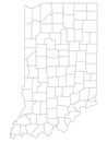 Counties Map of US State of Indiana Royalty Free Stock Photo