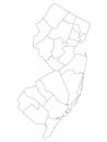 Counties Map of US State of New Jersey Royalty Free Stock Photo