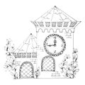 White outline fairy house