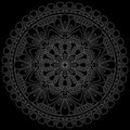 White outline mandala on a black doodles sketch